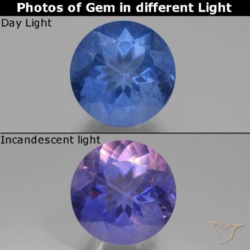 12.15ct Natural Azul oscuro Fluorita que cambia de color, Redondo, VS