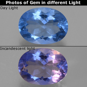 Fluorita que cambia de color Azul oscuro natural de 8.64 ct, Corte Óvalo, VVS-VS