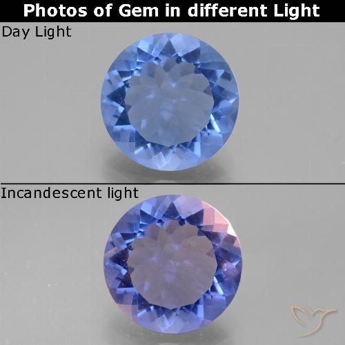 9.83ct Natural Azul oscuro Fluorita que cambia de color, Redondo, VS