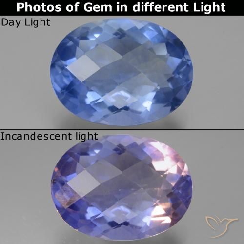 18.83ct Natural Azul claro Fluorita que cambia de color, Ovalada, VS