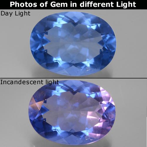 Fluorita que cambia de color Azul marino natural de 20.94 ct, Corte Óvalo, VS