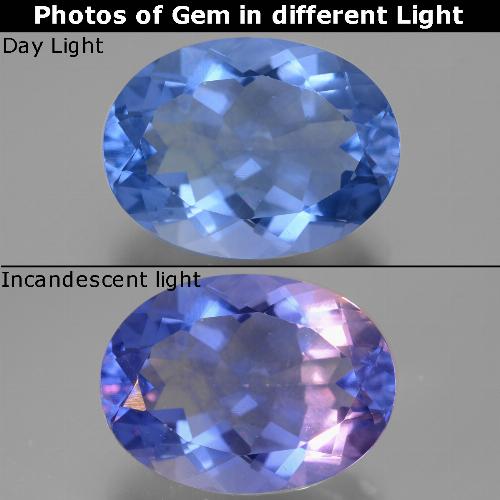 Fluorita que cambia de color Azul medio natural de 20.55 ct, Corte Óvalo, VVS-VS