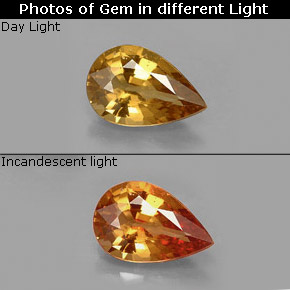 Granate con cambio de color multicolor natural de 1,37 ct, en forma de pera, VVS-VS