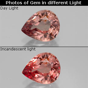 Granate que cambia de color rosado / rojo naranja natural de 1.05 ct, En forma de pera, VS-SI