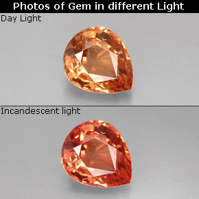Granate con cambio de color  natural de 1,23 ct, en forma de pera, VVS-VS
