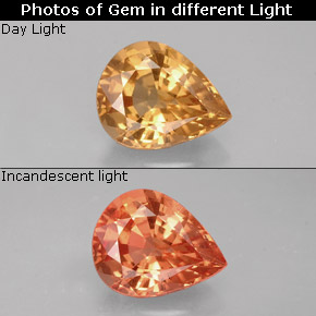 Granate con cambio de color multicolor natural de 1,18 ct, en forma de pera, VS