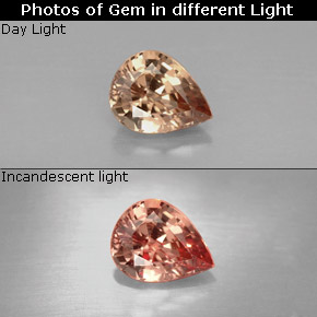 Granate con cambio de color multicolor natural de 1,21 ct, en forma de pera, VVS
