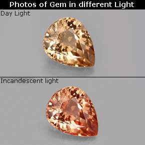 Granate con cambio de color multicolor natural de 1,40 ct, en forma de pera, VS-SI