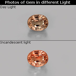Granate con cambio de color multicolor natural de 0,85 ct, corte óvalo, VS