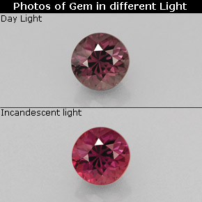 Granate con cambio de color multicolor natural de 0,66 ct, corte redondo, VS