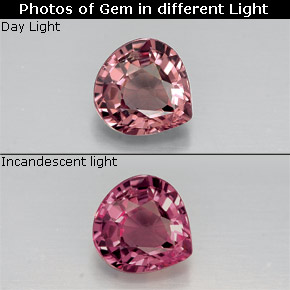 Granate que cambia de color rosado / rojo naranja natural de 0.75 ct, En forma de pera, VS-SI