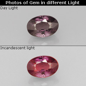 Granate con cambio de color multicolor natural de 0,68 ct, corte óvalo, VS