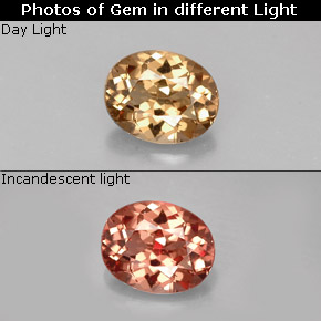 Granate con cambio de color multicolor natural de 0,64 ct, corte óvalo, VVS-VS