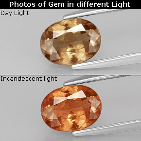 Granate con cambio de color multicolor natural de 1,37 ct, corte óvalo, VS