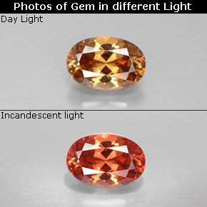 Granate con cambio de color multicolor natural de 0,69 ct, corte óvalo, VVS-VS