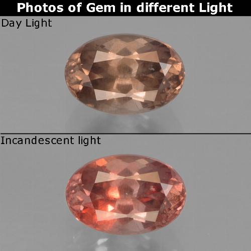 Granate con cambio de color marrón natural de 0,73 ct, corte óvalo, VS