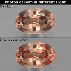 Granate con cambio de color marrón natural de 0,59 ct, corte óvalo, VS