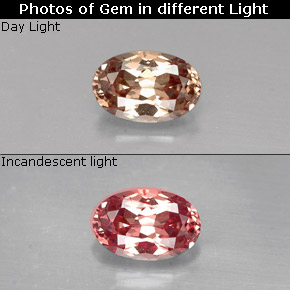 Granate con cambio de color multicolor natural de 0,61 ct, corte óvalo, VVS-VS