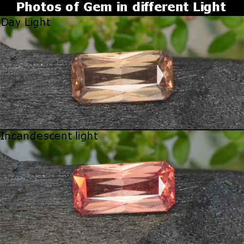 Granate que cambia de color Marrón nogal natural de 0.71 ct, corte esmeralda, VS-SI