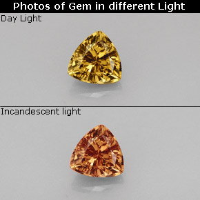 Granate con cambio de color multicolor natural de 0,85 ct, trillón, VS