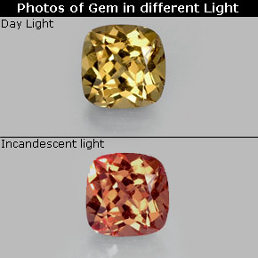 Granate con cambio de color multicolor natural de 0,83 ct, corte cojín, VVS-VS