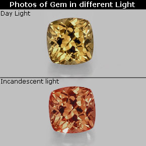 Granate con cambio de color multicolor natural de 0,90 ct, corte cojín, VVS-VS