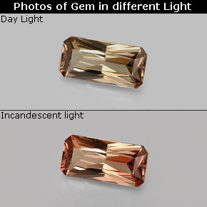 Granate con cambio de color multicolor natural de 1,28 ct, corte esmeralda, VVS-VS