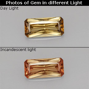 Granate con cambio de color multicolor natural de 1,21 ct, corte esmeralda, VS