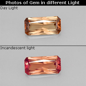 Granate con cambio de color multicolor natural de 1,26 ct, corte esmeralda, VS