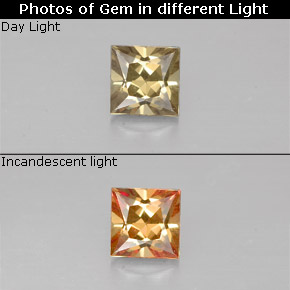 Granate con cambio de color cambio de color natural de 0,49 ct, cuadrado, VVS-VS