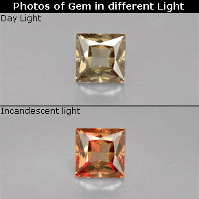Granate con cambio de color multicolor natural de 0,50 ct, cuadrado, VVS-VS