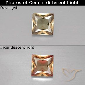 0.51ct Natural Marrón-oro Granate que cambia de color, Cuadrado, VVS-VS
