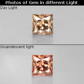 Granate con cambio de color multicolor natural de 0,63 ct, cuadrado, VS