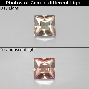 Granate con cambio de color marrón natural de 0,49 ct, cuadrado, VS