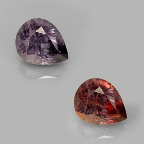 Granate que cambia de color Violeta a rojo natural de 1.76 ct, En forma de pera, VS