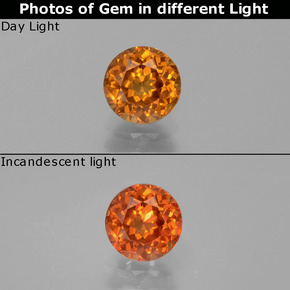 Granate con cambio de color  natural de 0,86 ct, corte redondo, VVS-VS
