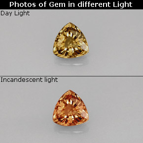 Granate con cambio de color multicolor natural de 0,68 ct, trillón, VVS-VS