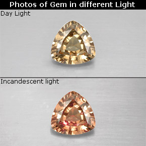Granate con cambio de color multicolor natural de 0,62 ct, trillón, VS