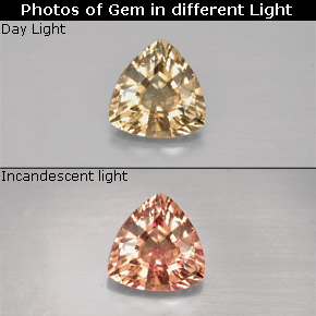 Granate con cambio de color multicolor natural de 0,74 ct, trillón, VVS-VS