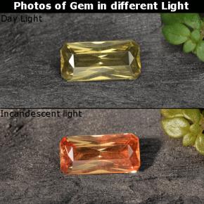 Granate con cambio de color amarillo natural de 0,60 ct, corte esmeralda, VVS-VS