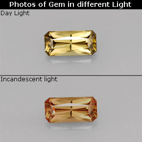 Granate con cambio de color multicolor natural de 0,65 ct, corte esmeralda, VVS-VS