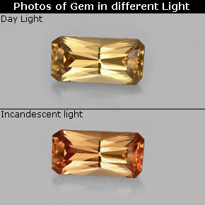 Granate con cambio de color multicolor natural de 0,68 ct, corte esmeralda, VVS-VS