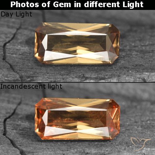 0.73ct Natural Marrón-oro Granate que cambia de color, corte esmeralda, VS