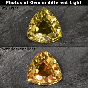 Granate con cambio de color dorado natural de 0,64 ct, trillón, VS