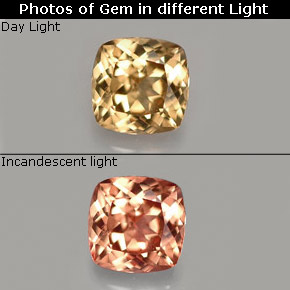 Granate con cambio de color multicolor natural de 0,76 ct, corte cojín, VVS-VS