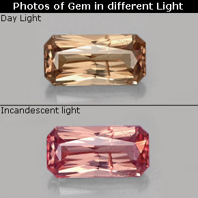Granate con cambio de color multicolor natural de 0,75 ct, corte esmeralda, SI