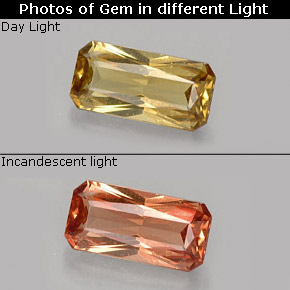 Granate con cambio de color multicolor natural de 0,74 ct, corte esmeralda, VVS-VS