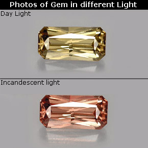 Granate con cambio de color cambio de color natural de 0,67 ct, corte esmeralda, VVS-VS
