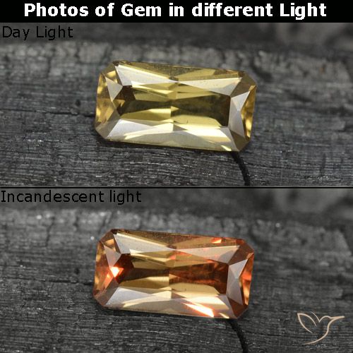 0.70ct Natural Dorado oscuro Granate que cambia de color, corte esmeralda, VVS-VS