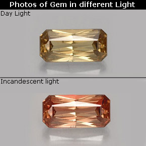 Granate con cambio de color cambio de color natural de 0,73 ct, corte esmeralda, VVS-VS